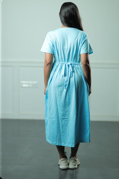 Pastel Blue Cotton Maternity Loungewear